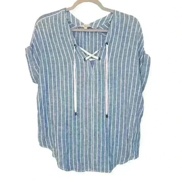 Rails Jeri St. Germain Stripe Linen Top Size Small - Picture 2 of 8